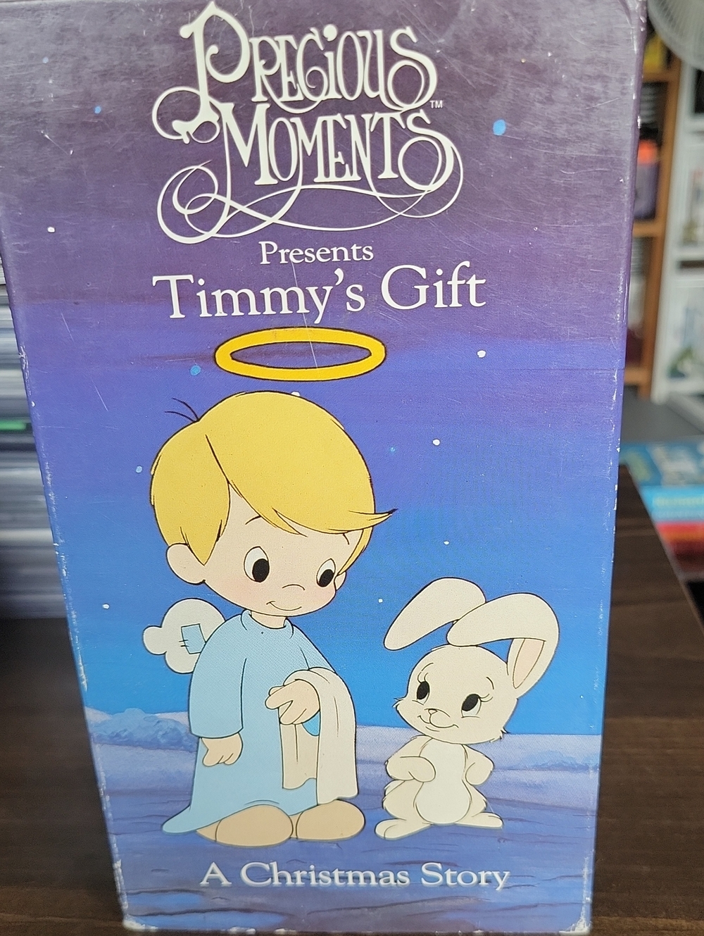 Precious Moments Timmy with Yellow Halo and Blue Robe Holiday VHS Movie
